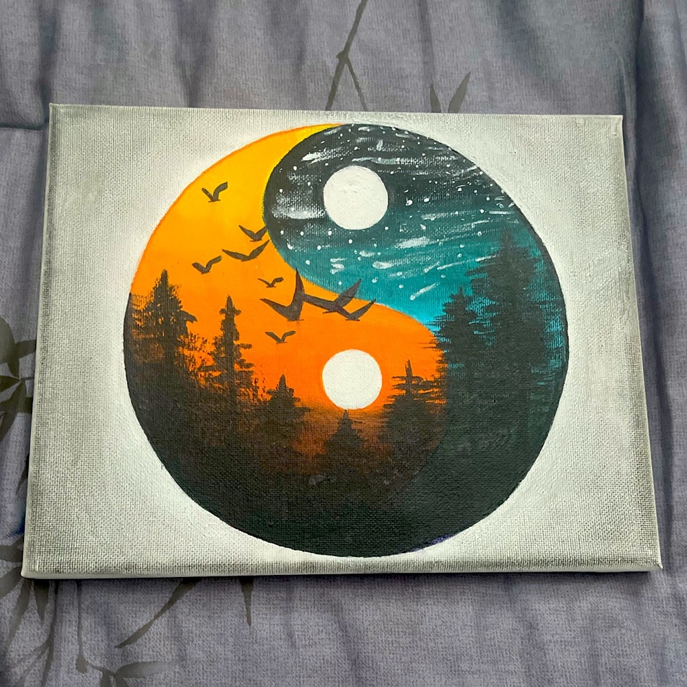 Beautiful Yin Yang Sunset and Night Sky